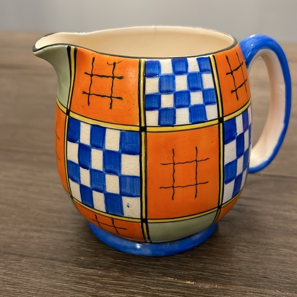 Vintage Royal Trico hand decorated geometric design pitcher Nagoya Japan unique - Picture 6 of 14